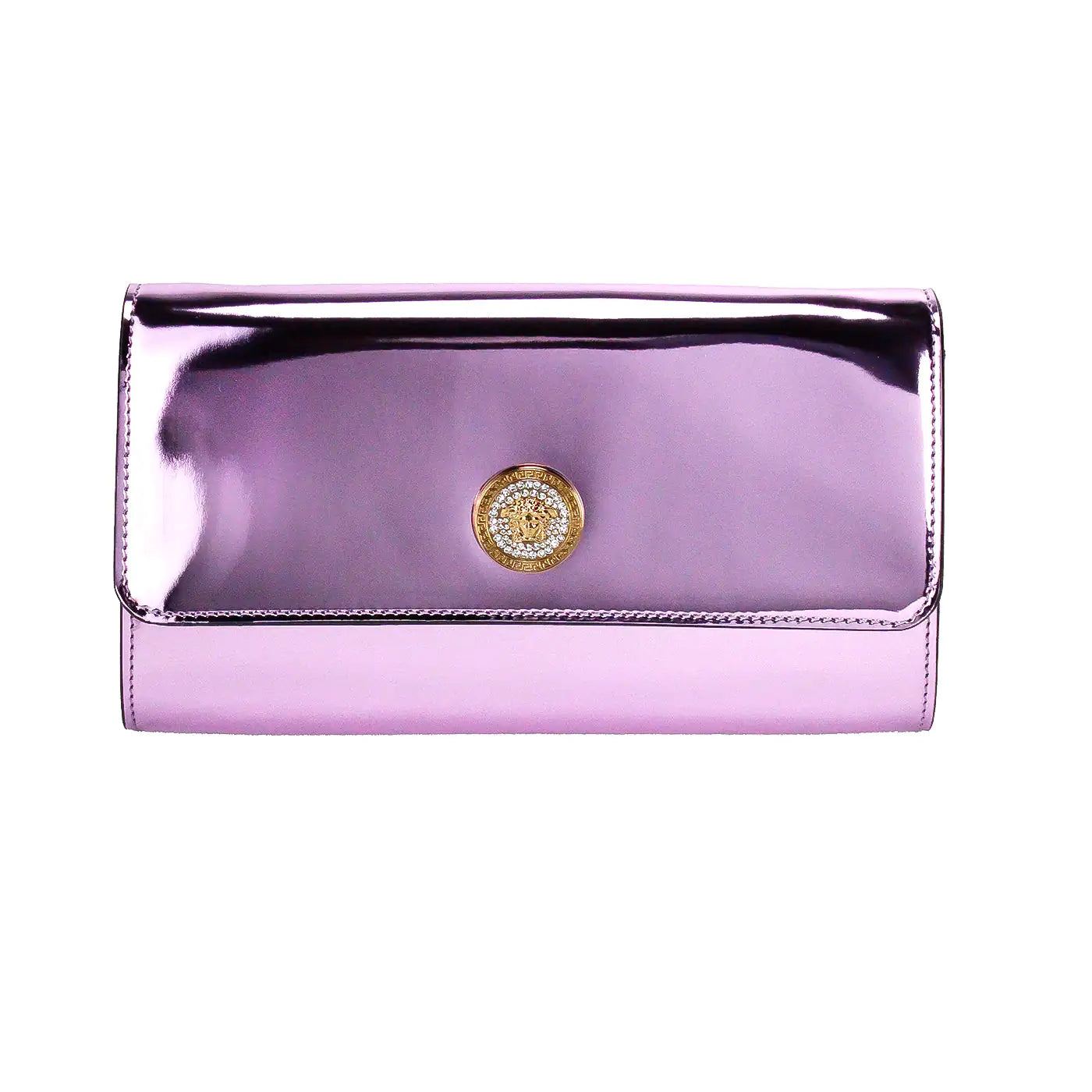 Versace Medusa Lilac Crystal Metallic Leather
