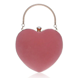 Heart Shape Velvet Clutches Bag