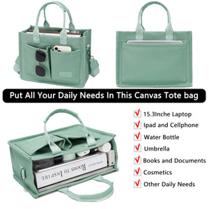 Large Canvas Tote Bag for Women With Pockets,Laptop Crossbody Purses