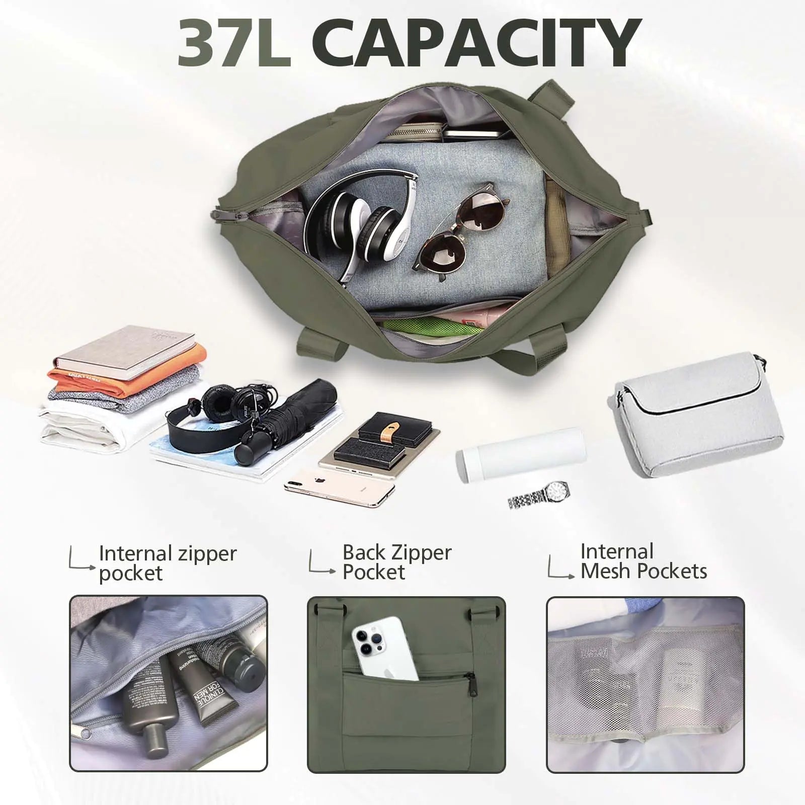 Travel Duffle Bag, Waterproof Weekender Bag Carry On Tote Bags for Women