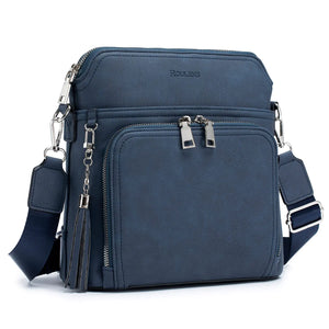 Leather Women's Shoulder Handbags with Tassel Taupe