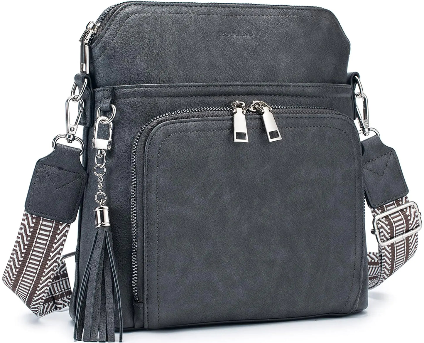 Leather Women's Shoulder Handbags with Tassel Taupe