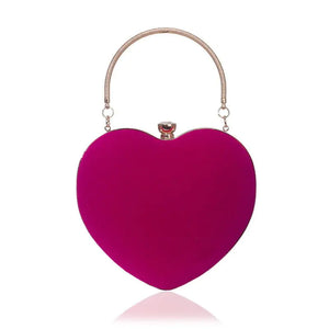 Heart Shape Velvet Clutches Bag