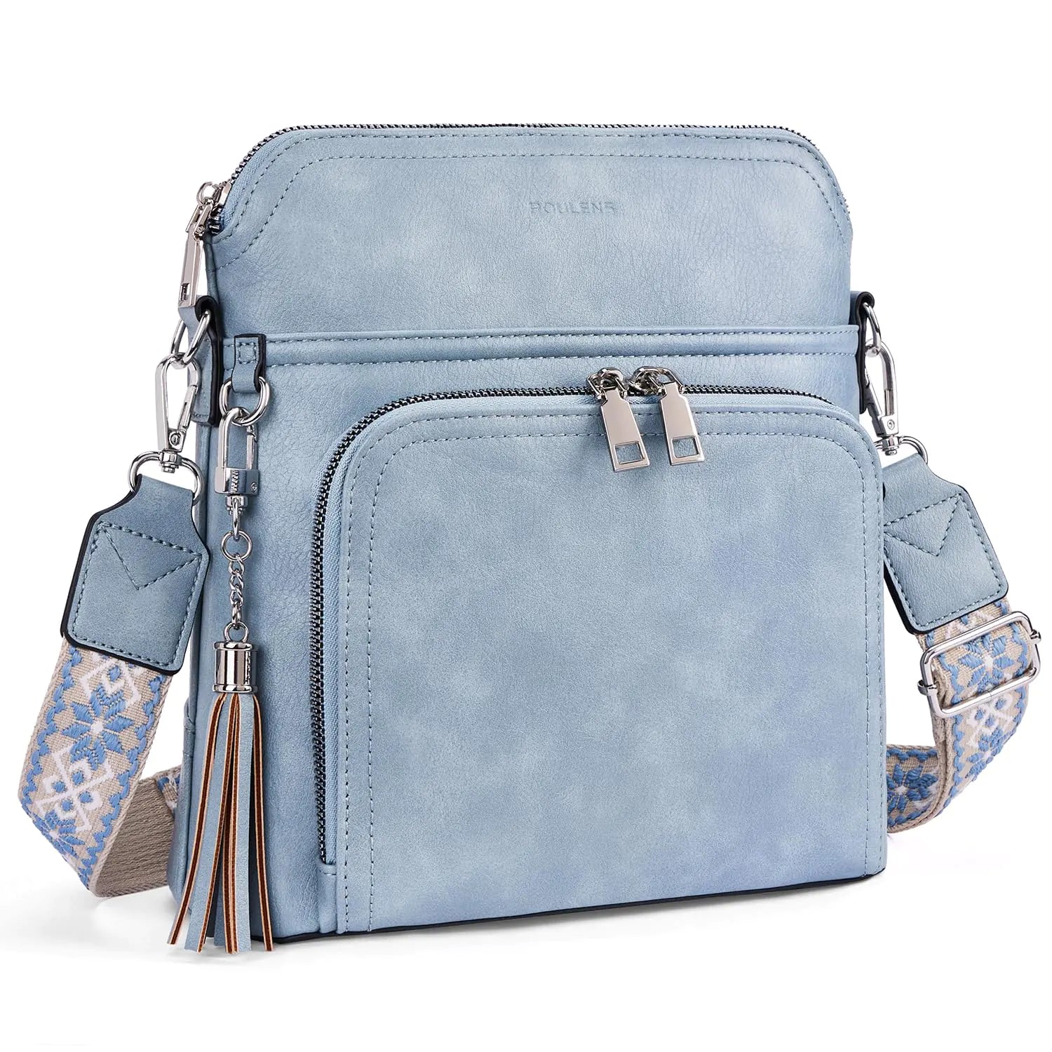 Leather Women's Shoulder Handbags with Tassel Taupe
