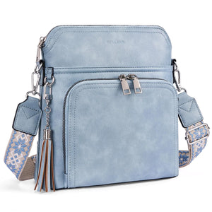 Leather Women's Shoulder Handbags with Tassel Taupe