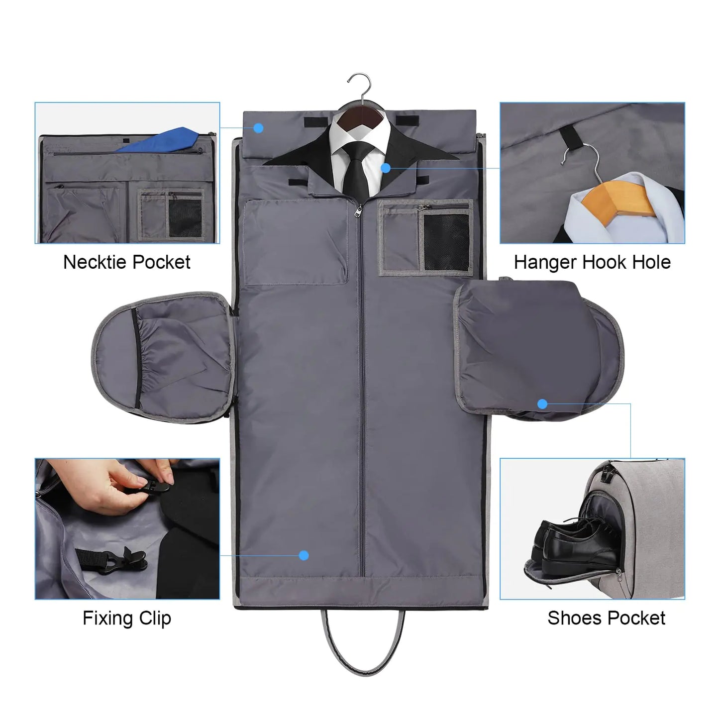Convertible Garment Bag with Toiletry Bag, Modoker Carry on Garment Duffel Bag for Men Women