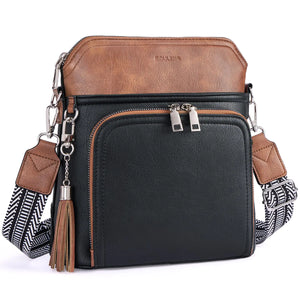 Leather Women's Shoulder Handbags with Tassel Taupe
