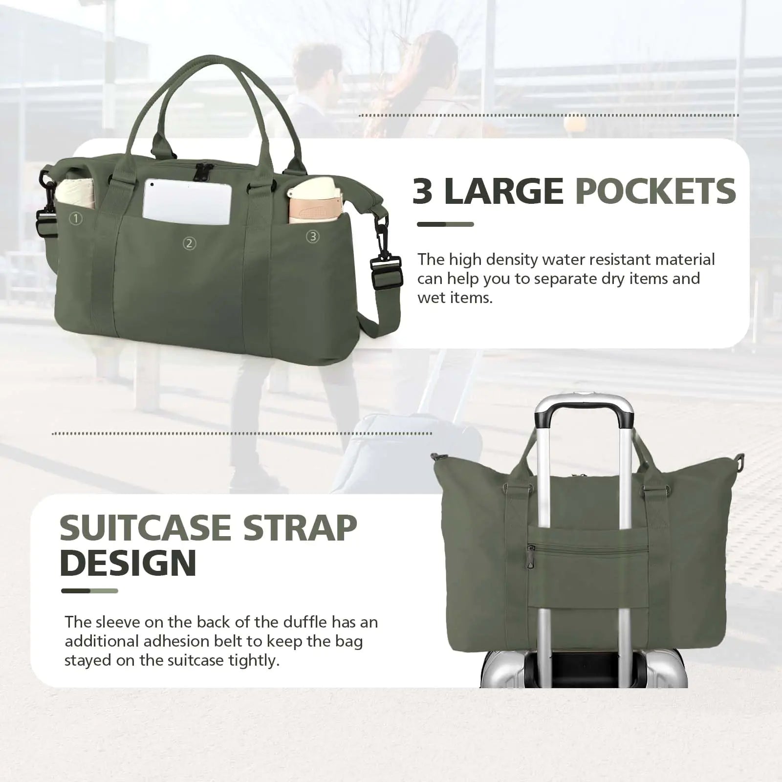 Travel Duffle Bag, Waterproof Weekender Bag Carry On Tote Bags for Women