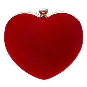 Heart Shape Velvet Clutches Bag