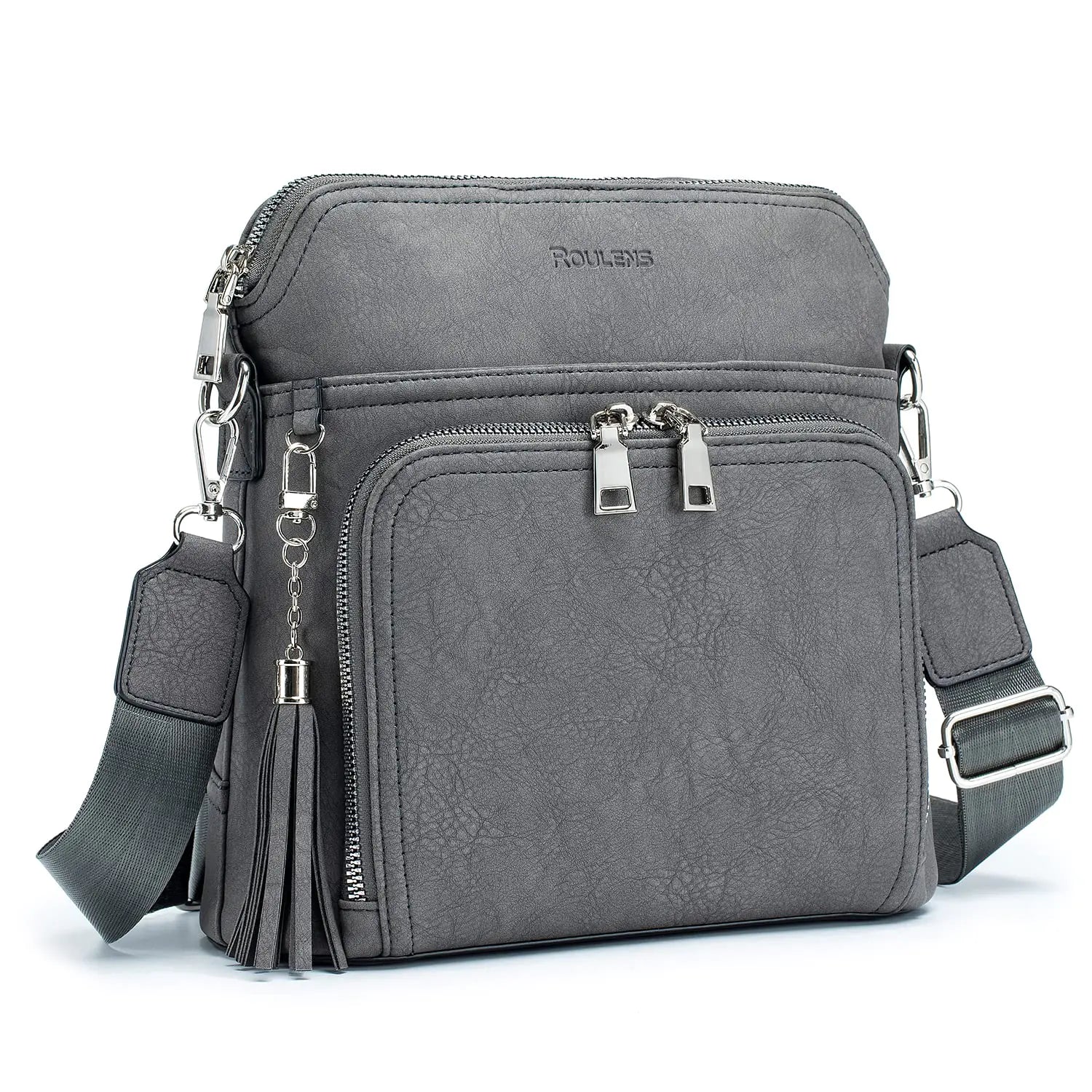 Leather Women's Shoulder Handbags with Tassel Taupe