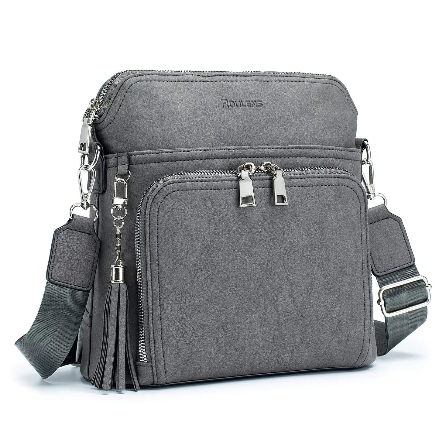 Leather Women's Shoulder Handbags with Tassel Taupe