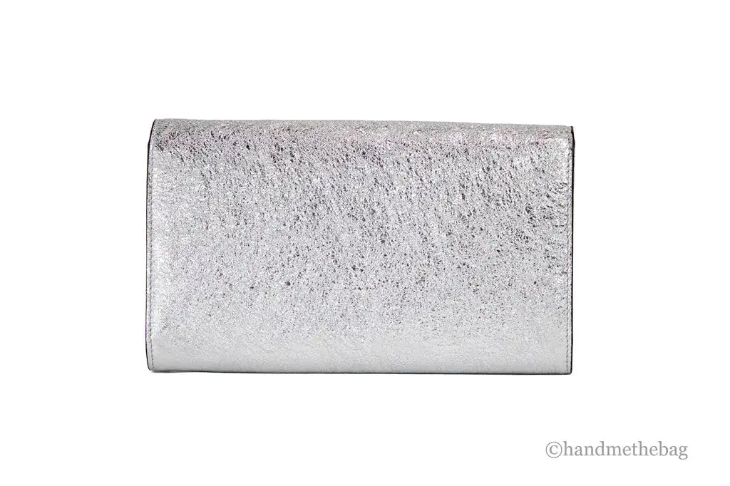 Versace Small Metallic Silver Lamb Leather Evening Clutch