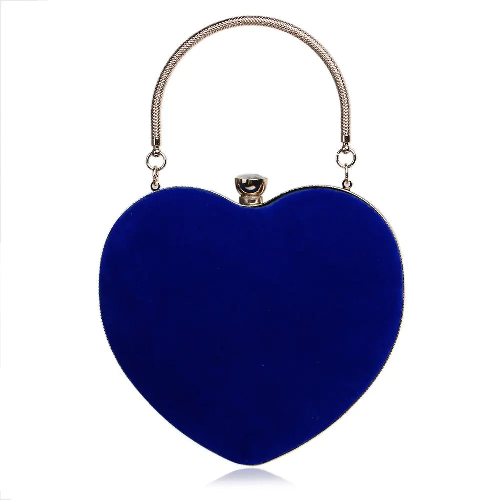 Heart Shape Velvet Clutches Bag