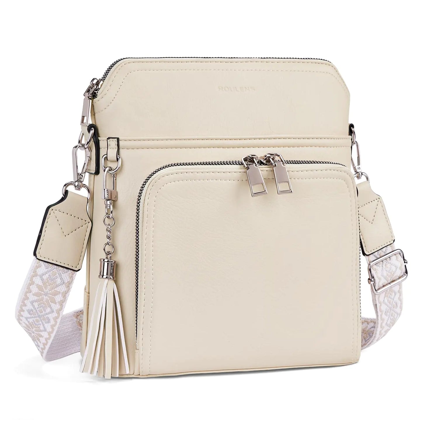 Leather Women's Shoulder Handbags with Tassel Taupe