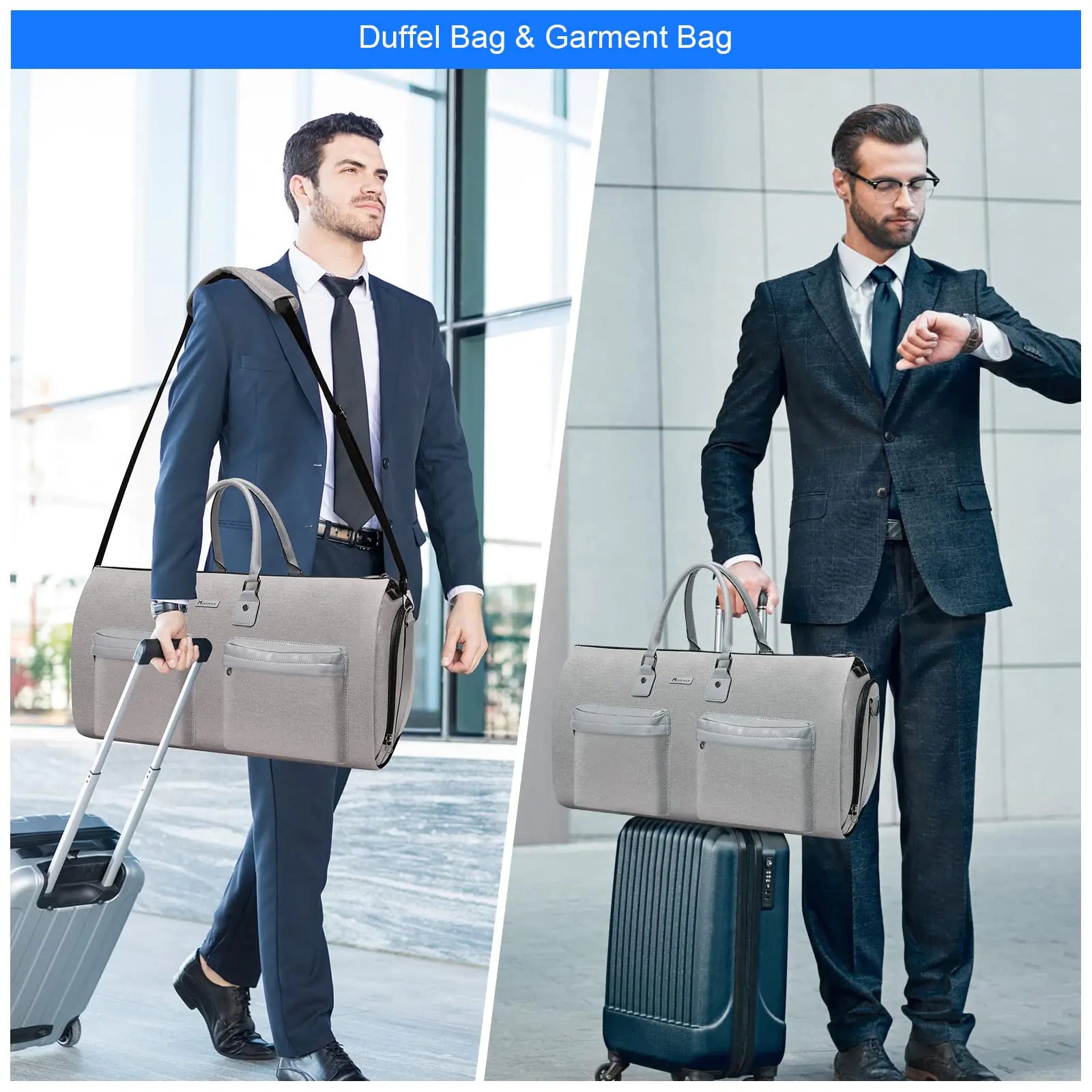 Convertible Garment Bag with Toiletry Bag, Modoker Carry on Garment Duffel Bag for Men Women