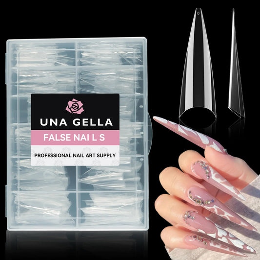 UNA GELLA Long Stiletto Almond Nail Tips for Acrylic Nails