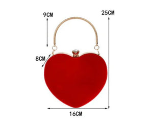Heart Shape Velvet Clutches Bag
