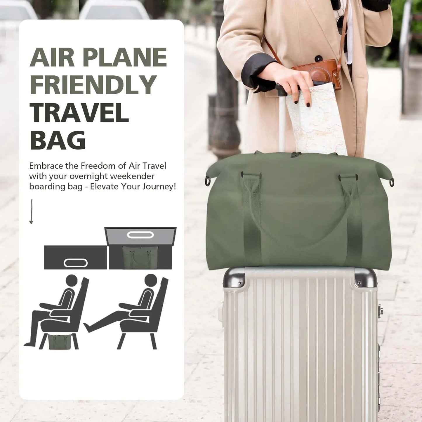 Travel Duffle Bag, Waterproof Weekender Bag Carry On Tote Bags for Women