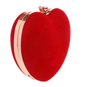 Heart Shape Velvet Clutches Bag