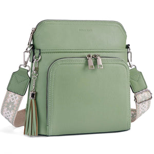 Leather Women's Shoulder Handbags with Tassel Taupe