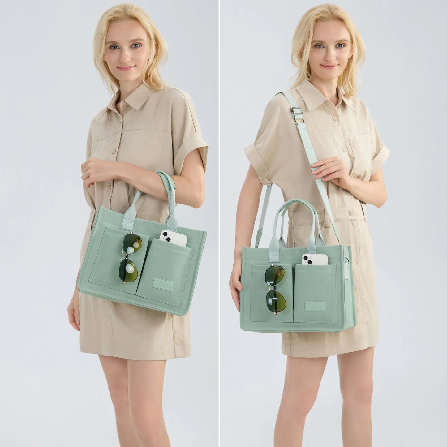Large Canvas Tote Bag for Women With Pockets,Laptop Crossbody Purses