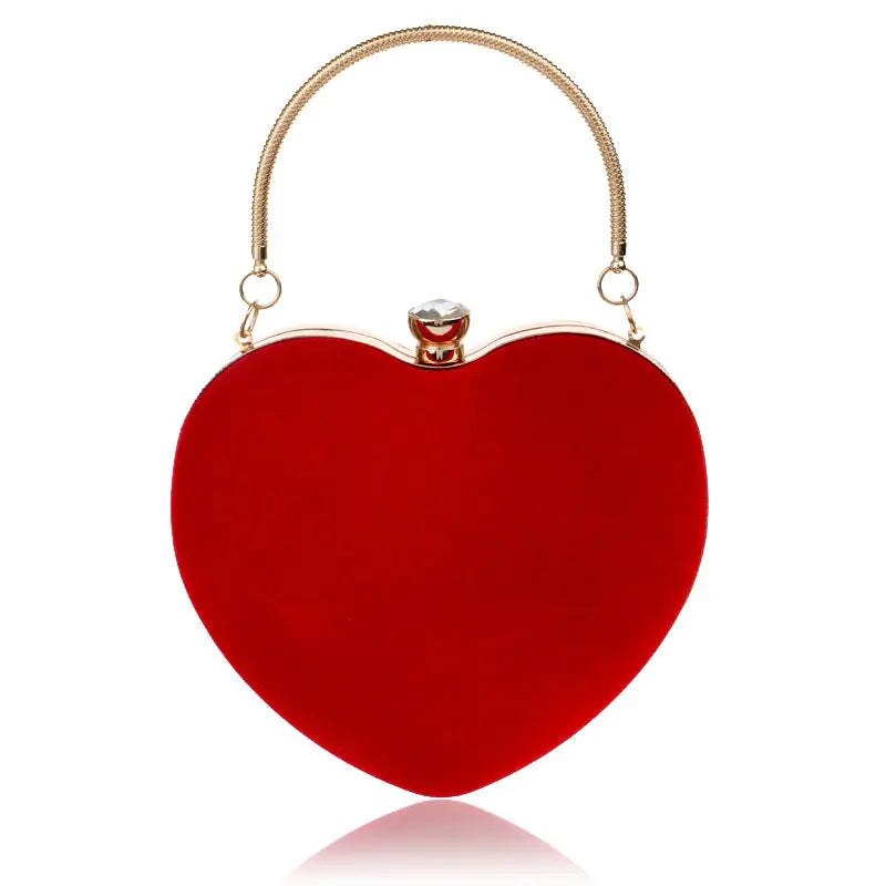Heart Shape Velvet Clutches Bag