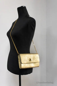 Versace Small Metallic Gold Lamb Leather Evening Clutch